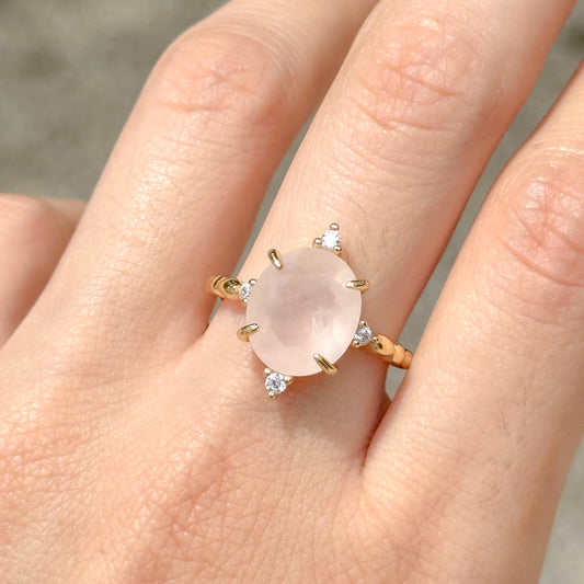 Anillo promise cuarzo rosa